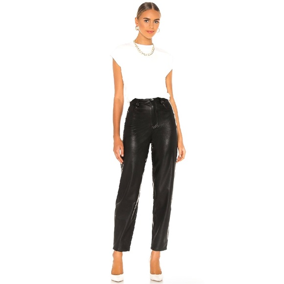 NEW WEWOREWHAT REVOLVE BLACK VEGAN LEATHER PANTS - Picture 9 of 9